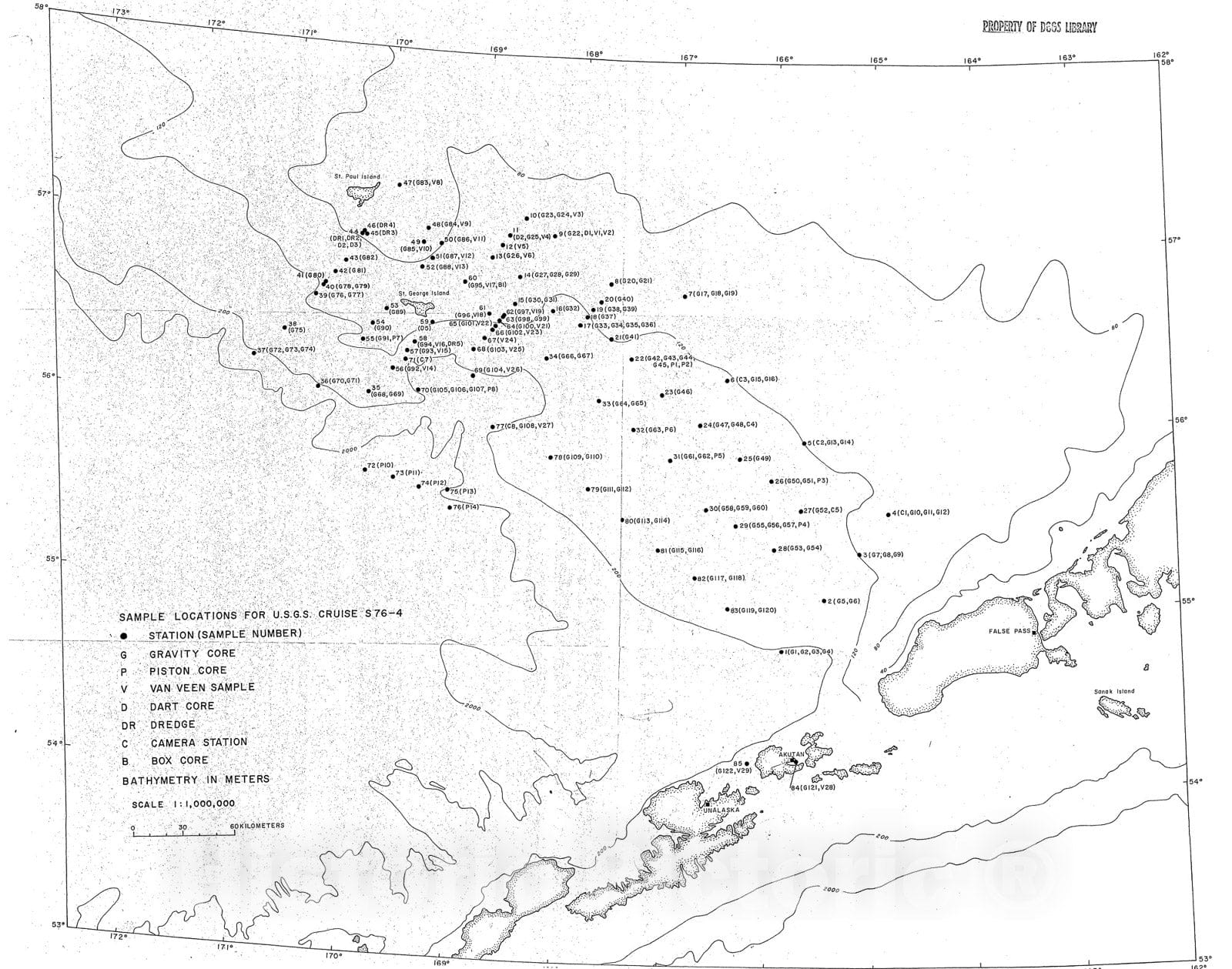 Map : Underway geophysical data collected on U.S.G.S. cruise 54-76, southern Beringian shelf, 1977 Cartography Wall Art :