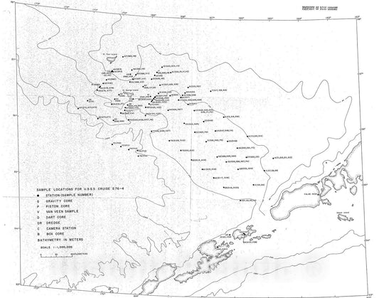 Map : Underway geophysical data collected on U.S.G.S. cruise 54-76, southern Beringian shelf, 1977 Cartography Wall Art :