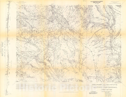 Map : Preliminary [geologic] map of the Wenatchee 1:100,000 quadrangle, Washington, 1977 Cartography Wall Art :