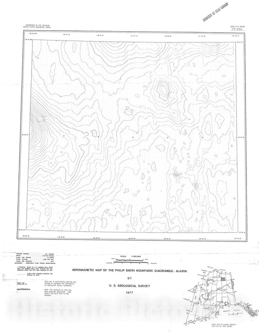 Map : Aeromagnetic map of the Philip Smith Mountains quadrangle, Alaska, 1977 Cartography Wall Art :