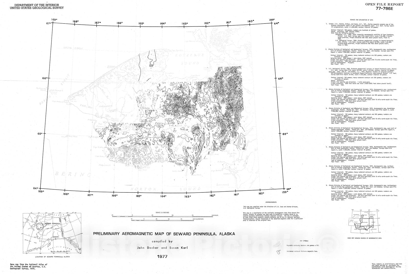Map : Preliminary aeromagnetic map of Seward Peninsula, Alaska, 1977 Cartography Wall Art :