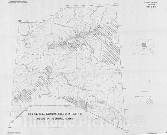 Map : Maps and table describing areas of interest for oil and gas in central Alaska, 1978 Cartography Wall Art :