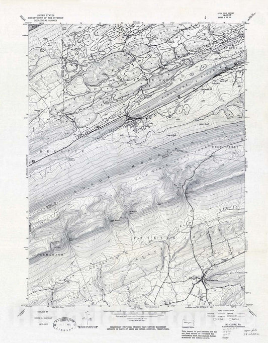 Map : Preliminary surficial geologic maps (1:24,000) showing Quaternary deposits in parts of Union and Snyder Counties, central Pennsylvania, 1978 Cartography Wall Art :