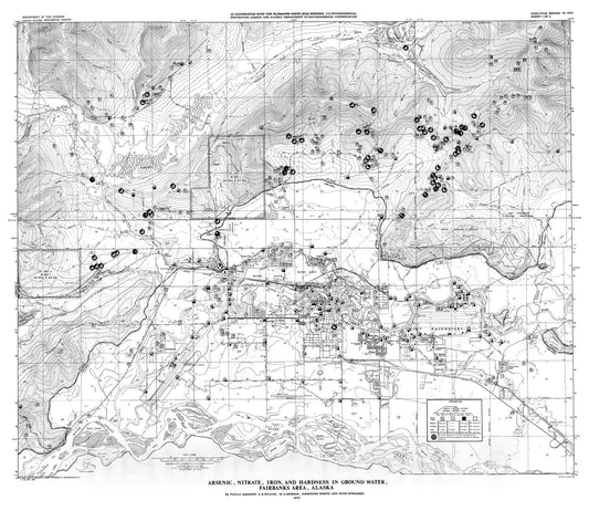 Map : Arsenic, nitrate, iron, and hardness in ground water, Fairbanks area, Alaska, 1978 Cartography Wall Art :