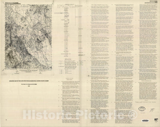 Map : Geologic map of the Lone Pine Peak quadrangle, Custer County, Idaho, 1978 Cartography Wall Art :