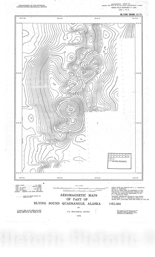 Map : Aeromagnetic maps of part of Blying Sound quadrangle, Alaska, 1978 Cartography Wall Art :