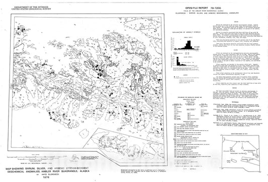 Map : Map showing barium, silver, and arsenic stream-sediment geochemical anomalies, Ambler River quadrangle, Alaska, 1978 Cartography Wall Art :