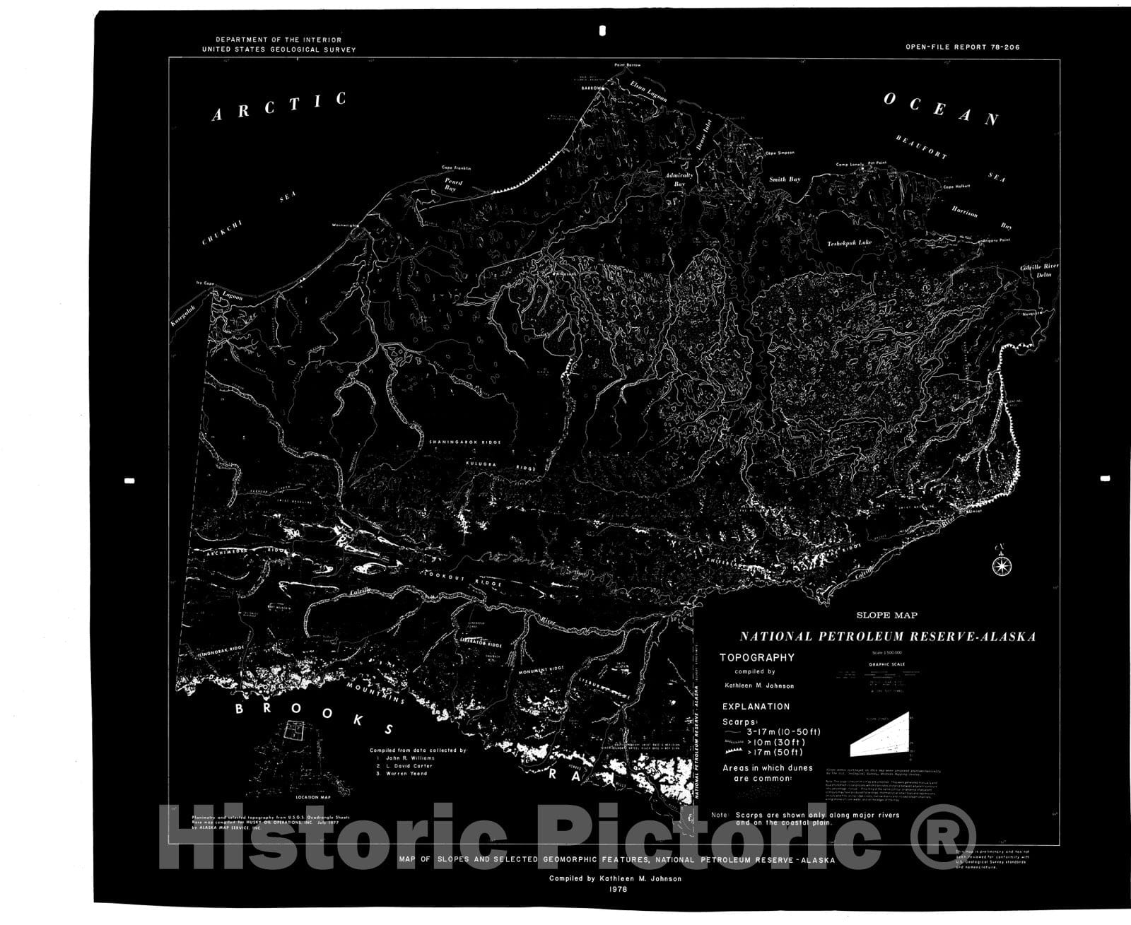 Map : Map of slopes and selected geomorphic features, National Petroleum Reserve Alaska, 1978 Cartography Wall Art :