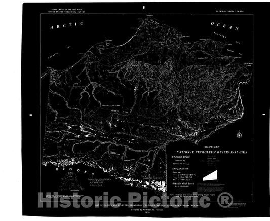 Map : Map of slopes and selected geomorphic features, National Petroleum Reserve Alaska, 1978 Cartography Wall Art :