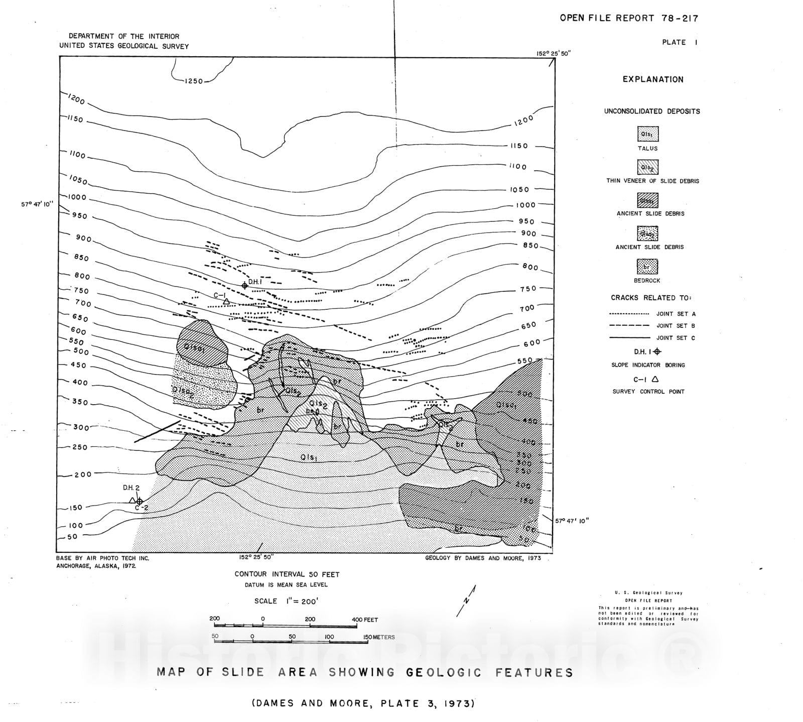 Map : Pillar Mountain landslide, Kodiak, Alaska, 1978 Cartography Wall Art :