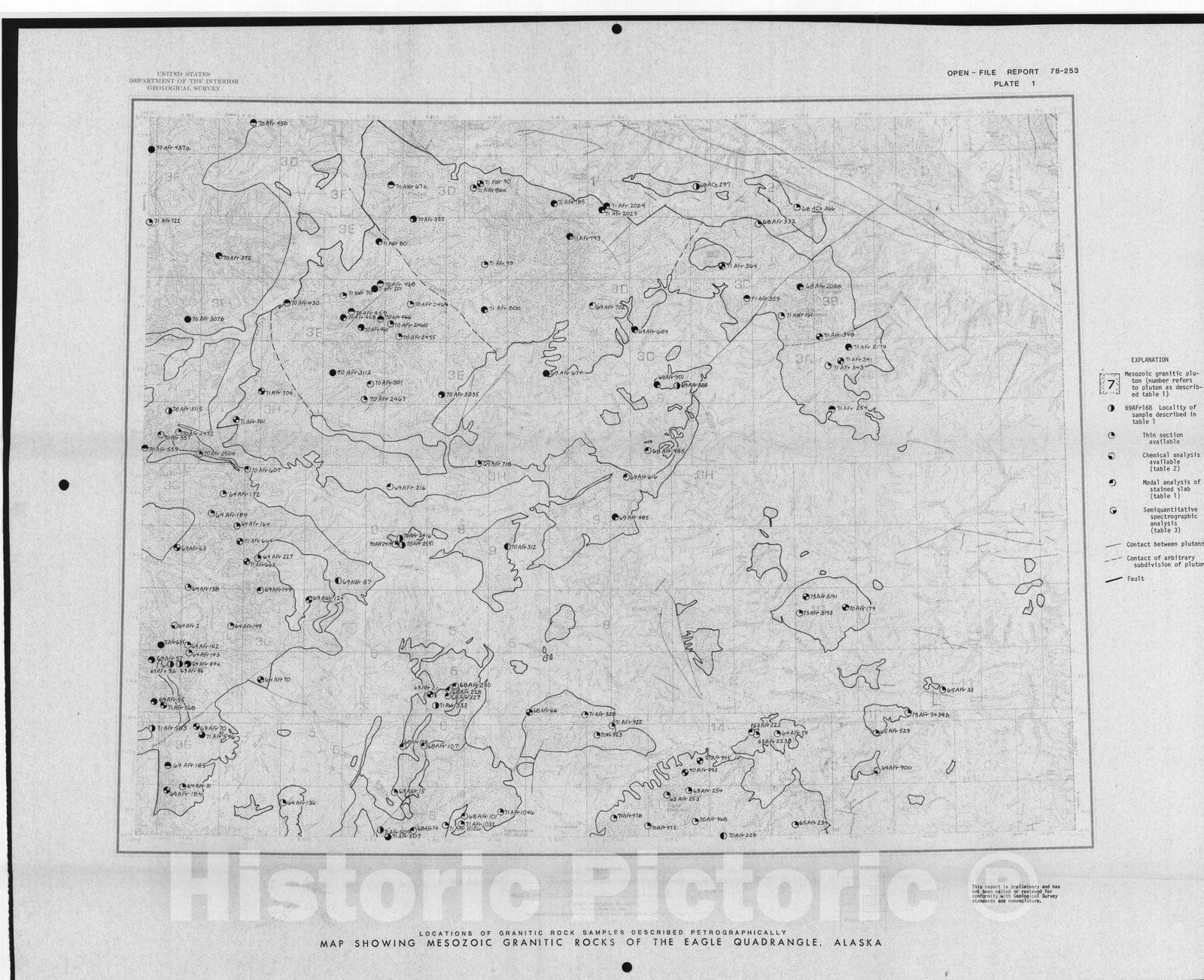 Map : Petrographic and chemical data on Mesozoic granitic rocks of the Eagle quadrangle, Alaska, 1978 Cartography Wall Art :