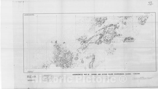 Map : Aeromagnetic map of Chignik and Sutwik Island quadrangles, Alaska, 1:250,000, 1978 Cartography Wall Art :