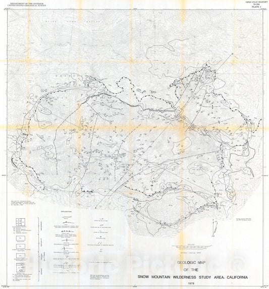 Map : Mineral resources of the Snow Mountain Wilderness Study Area, California with a section on aeromagnetic data, 1978 Cartography Wall Art :