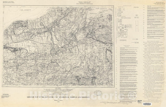 Map : Geologic map of the Iron River one degree x two degree quadrangle, Michigan and Wisconsin, one978 Cartography Wall Art :