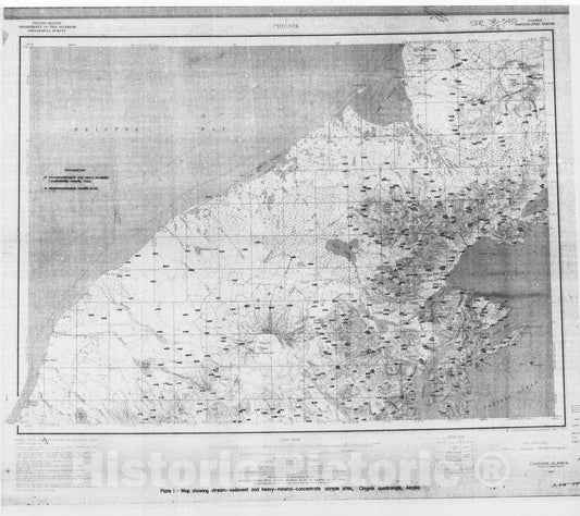 Map : Results and statistical summary from analyses of stream-sediment and heavy-mineral-concentrate samples, Chignik and Sutwik Island quadrangles, Alaska, 1978 Cartography Wall Art :