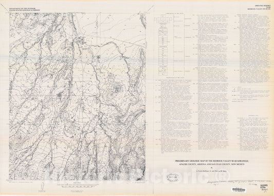 Map : Preliminary geologic map of the Redrock Valley SE quadrangle, Apache County, Arizona and San Juan County, New Mexico, 1978 Cartography Wall Art :