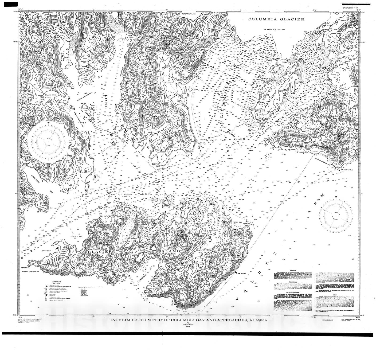 Map : Interim bathymetry of Columbia Bay and approaches, Alaska, 1978 Cartography Wall Art :