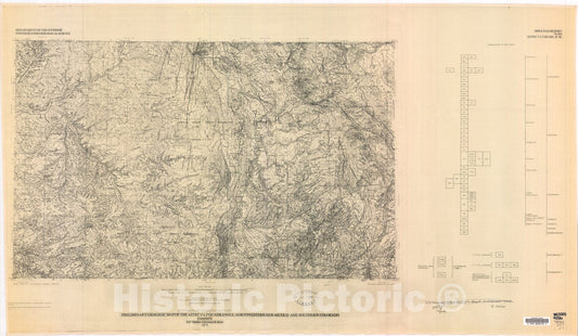 Map : Preliminary geologic map of the Aztec one degree x two degree quadrangle, northwestern New Mexico and southern Colorado, one978 Cartography Wall Art :