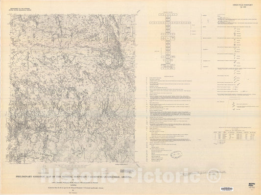 Map : Preliminary geologic map of the Mineral Mountain 7.5-minute quadrangle, Arizona, including analytical data for K-Ar ages, 1978 Cartography Wall Art :