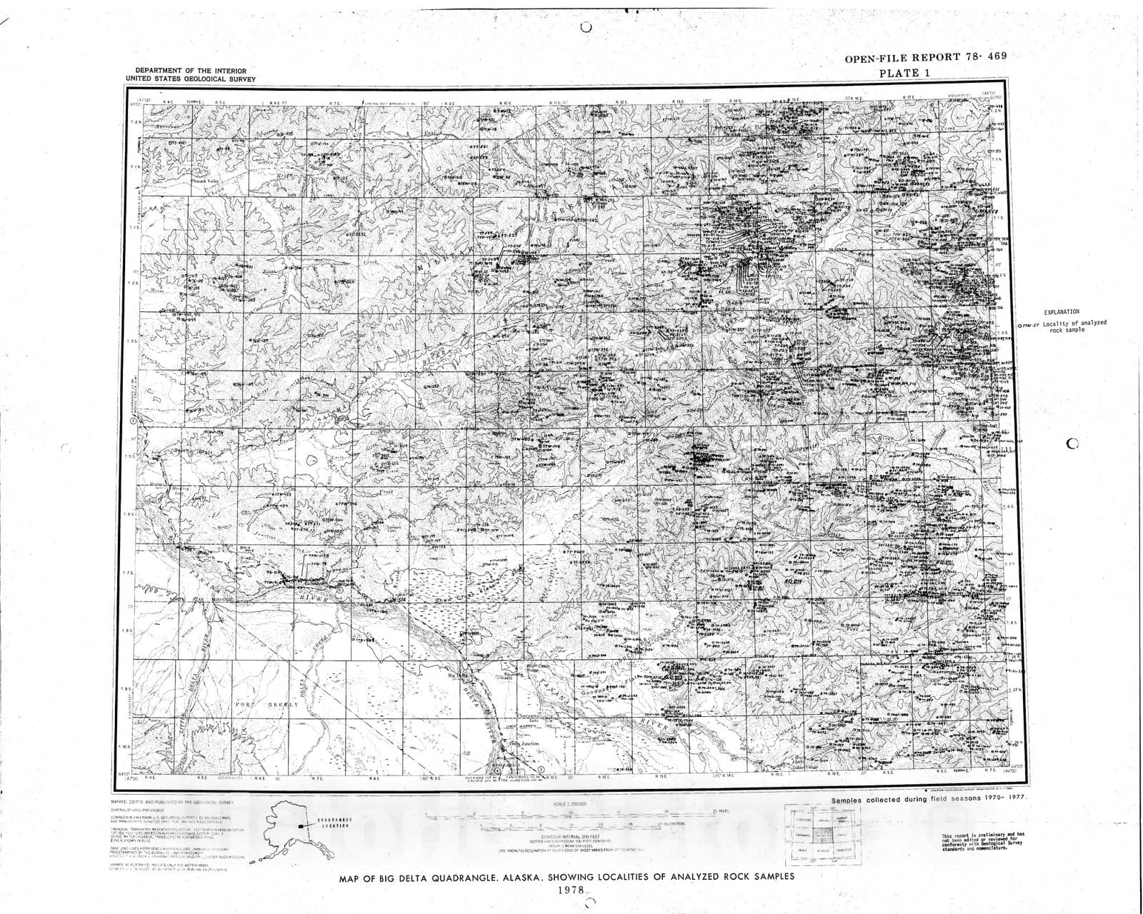 Map : Analyses of rock samples from the Big Delta quadrangle, Alaska, 1978 Cartography Wall Art :