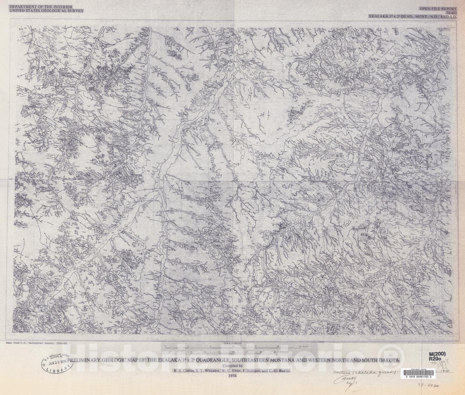 Map : Preliminary geologic map of the Ekalaka one degree x two degree quadrangle, southeastern Montana and western North and South Dakota, one978 Cartography Wall Art :