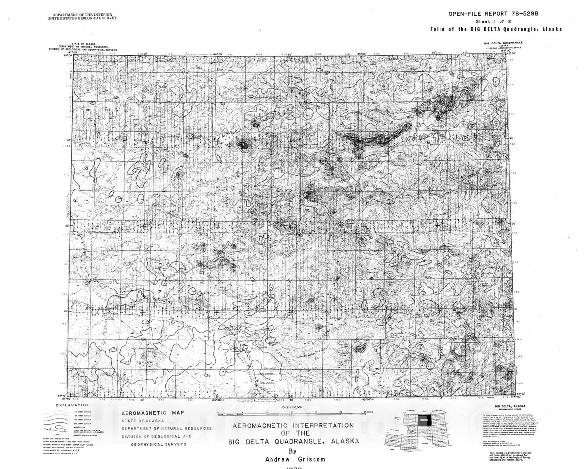Map : Aeromagnetic interpretation of the Big Delta quadrangle, Alaska, 1978 Cartography Wall Art :