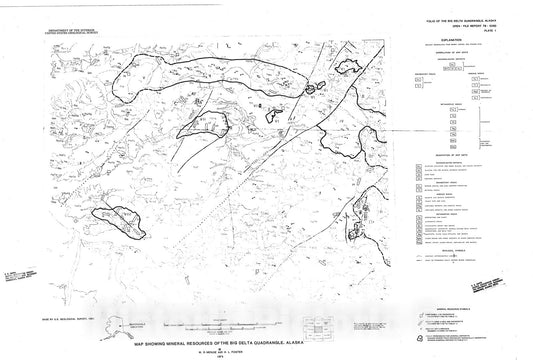 Map : Metalliferous and selected nonmetalliferous mineral resource potential in the Big Delta quadrangle, Alaska, 1978 Cartography Wall Art :