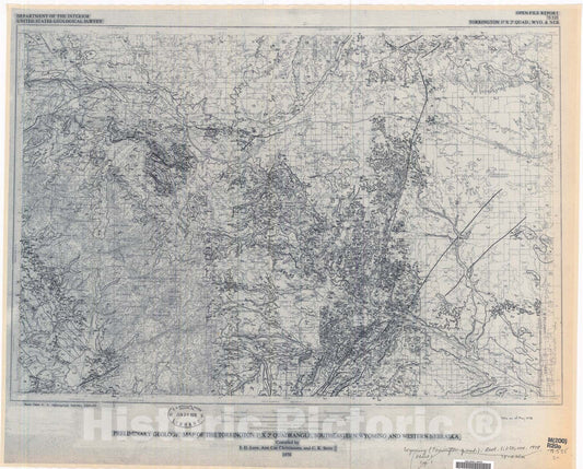 Map : Preliminary geologic map of the Torrington one degree x two degree quadrangle, southeastern Wyoming and western Nebraska, one978 Cartography Wall Art :