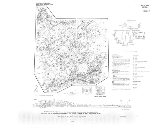 Map : Reconnaissance geologic map and geochronology, Talkeetna Mountains quadrangle, northern part of the Anchorage quadrangle, 1978 Cartography Wall Art :