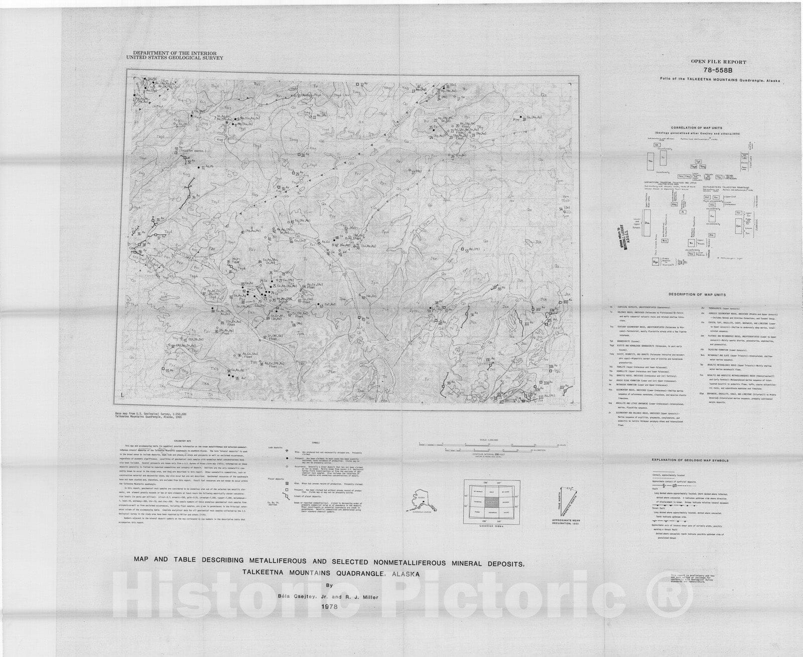Map : Table describing metalliferous and selected nonmetalliferous mineral deposits in the Talkeetna Mountains quadrangle, Alaska, 1978 Cartography Wall Art :