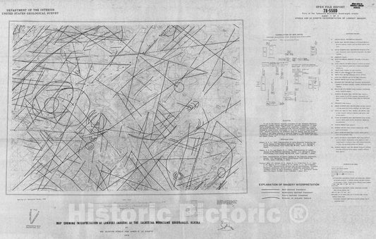 Map : Map showing interpretation of landsat imagery of the Talkeetna Mountains quadrangle, Alaska, 1978 Cartography Wall Art :