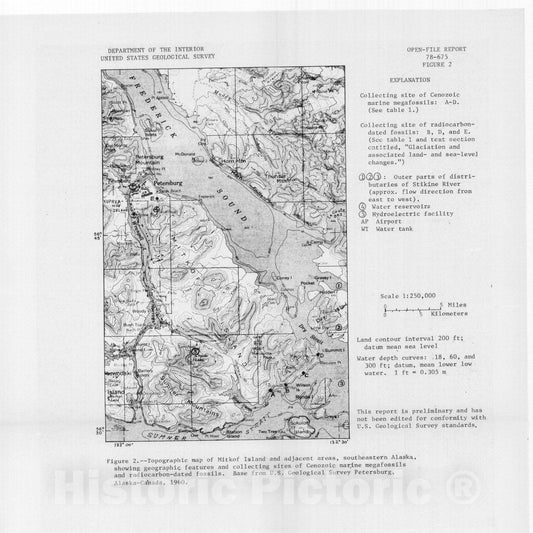 Map : Reconnaissance engineering geology of the Petersburg area, southeastern Alaska, with emphasis on geologic hazards, 1978 Cartography Wall Art :