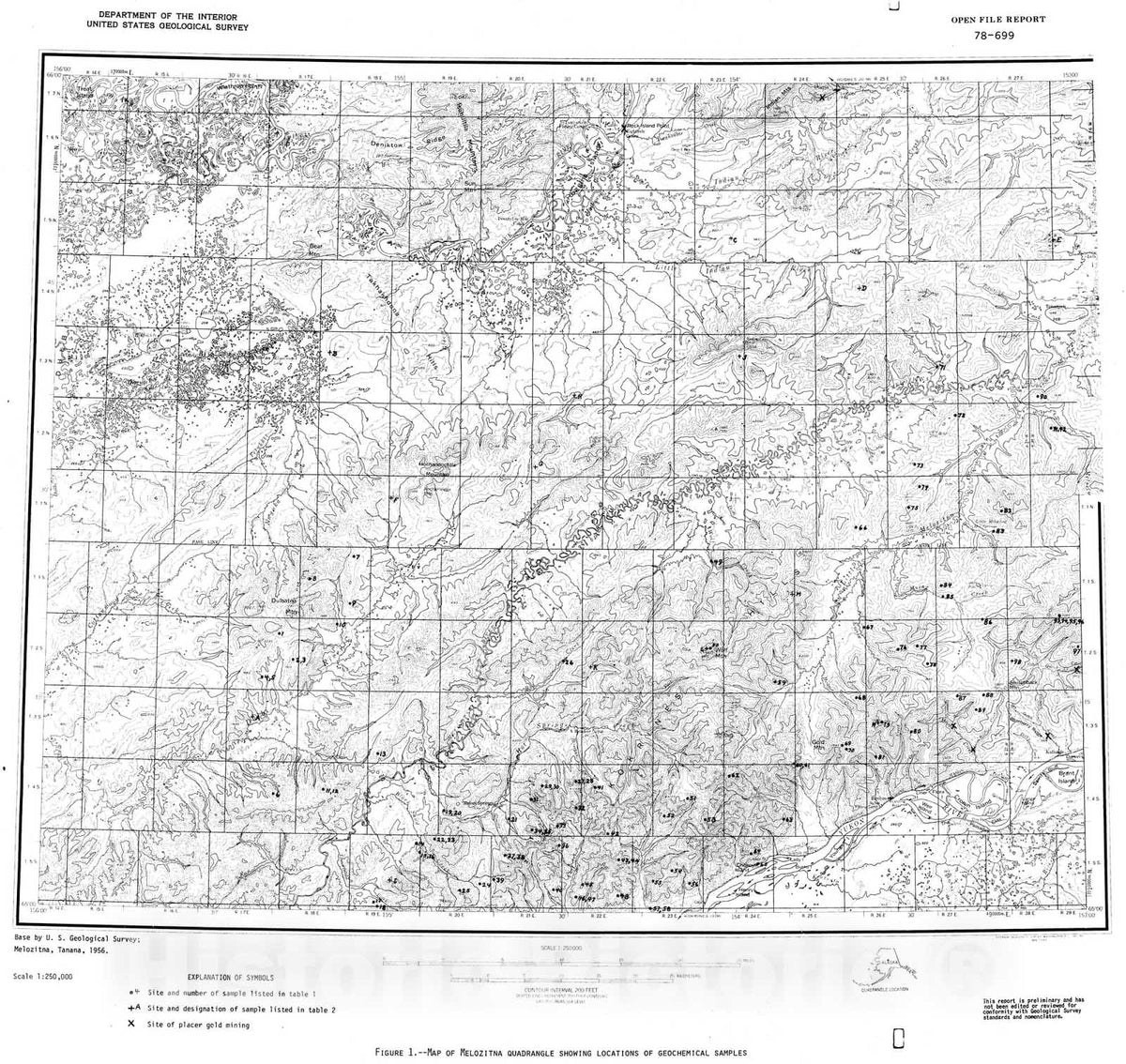 Map : Reconnaissance geochemical sampling in the Melozitna quadrangle, Alaska, 1978 Cartography Wall Art :