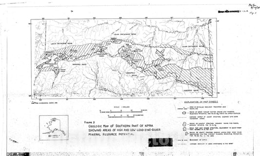Map : Geological and geochemical appraisal of metallic mineral resources, southern National Petroleum Reserve in Alaska, 1978 Cartography Wall Art :