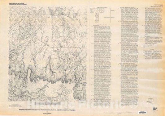 Map : Preliminary geologic map of the Crownpoint quadrangle, McKinley County, New Mexico, 1978 Cartography Wall Art :