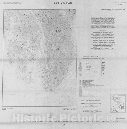 Map : Map showing gold determined by atomic absorption and spectrographically determined silver in stream-sediments, Ketchikan, 1978 Cartography Wall Art :