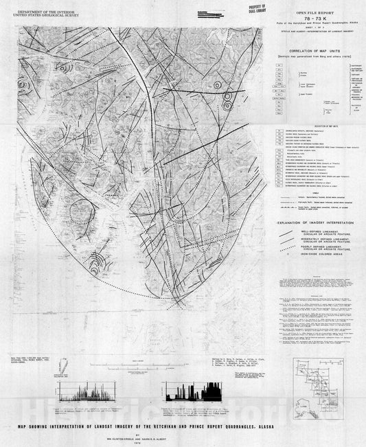 Map : Map showing interpretation of landsat imagery of the Ketchikan and Prince Rupert quadrangles, Alaska, 1978 Cartography Wall Art :