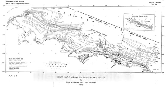 Map : Inner shelf morphology, Beaufort Sea, Alaska, 1978 Cartography Wall Art :