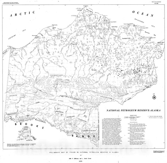 Map : Preliminary map of pingos in National Petroleum Reserve in Alaska, 1978 Cartography Wall Art :