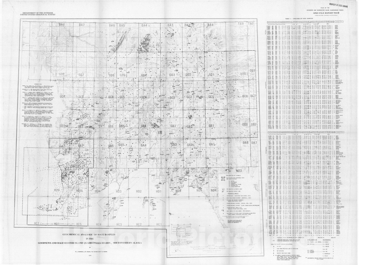 Map : Geochemical analyses of rock samples in the Goodnews and Hagemeister Island quadrangles region, southwestern Alaska, 1978 Cartography Wall Art :