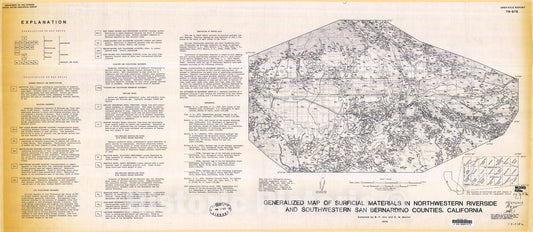 Map : Generalized map of surficial materials in northwestern Riverside and southwestern San Bernardino Counties, California, 1978 Cartography Wall Art :