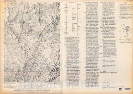 Map : Geologic map of the Sixteen quadrangle, Gallatin and Meagher Counties, Montana, 1974 Cartography Wall Art :