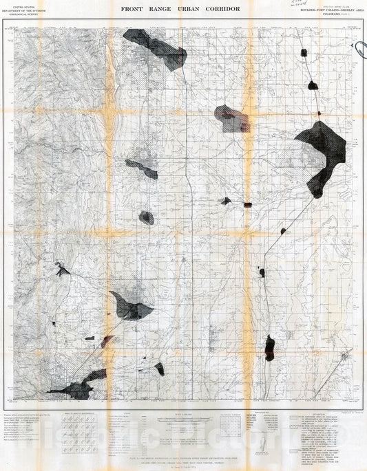Map : Gravel resources, urbanization, and future land use, Front Range urban corridor, Colorado, with a section on calculation of gravel resources, 1974 Cartography Wall Art :