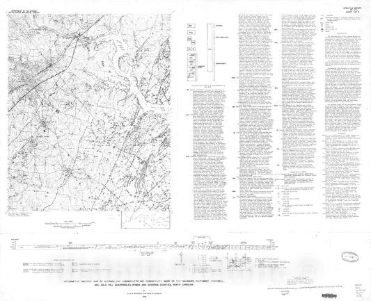 Map : Interpretive geologic map of bedrock, and aeromagnetic and radioactivity maps of the Salisbury, Southmont, Rockwell, and Gold Hill, 1974 Cartography Wall Art :