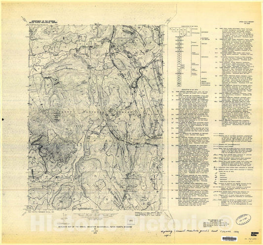 Map : Geologic map of the Gravel Mountain quadrangle, Teton County, Wyoming, 1975 Cartography Wall Art :