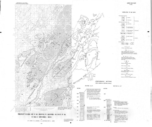 Map : Preliminary geologic map of the Goodnews A-3 quadrangle and parts of the A-2 and B-2 quadrangles, Alaska, 1975 Cartography Wall Art :