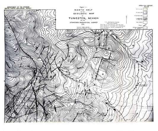 Map : Memorandum (September 6, 1940) on recommendations for exploration in the Mill City, Nevada, tungsten district, 1975 Cartography Wall Art :
