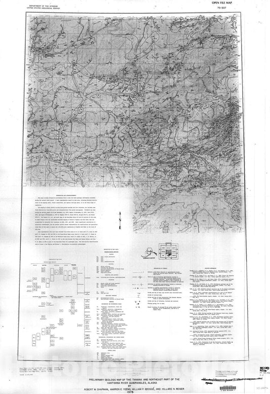 Map : Preliminary geologic map of the Tanana and northeast part of the Kantishna River quadrangles, Alaska, 1975 Cartography Wall Art :