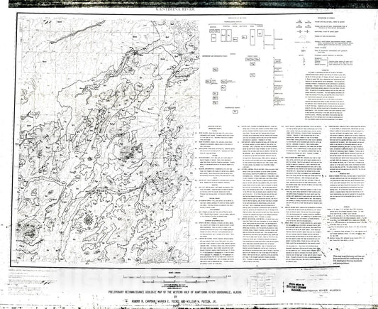 Map : Preliminary reconnaissance geologic map of the western half of Kantishna River quadrangle, Alaska, 1975 Cartography Wall Art :