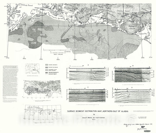 Map : Surface sediment distribution map, northern Gulf of Alaska, 1975 Cartography Wall Art :